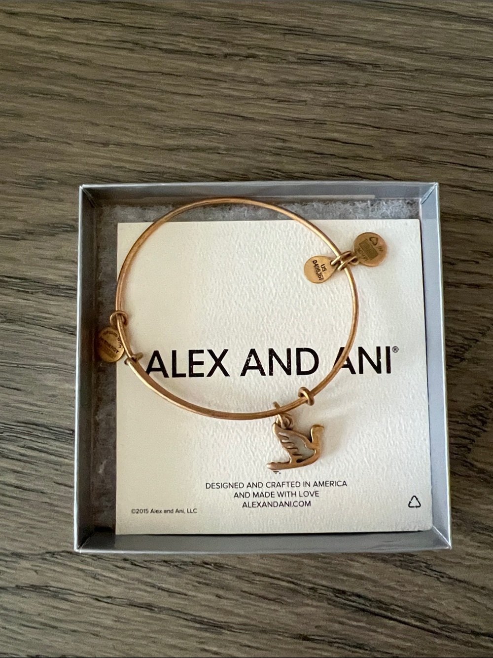 Alex and Ani Gold Dove Charm Bangle